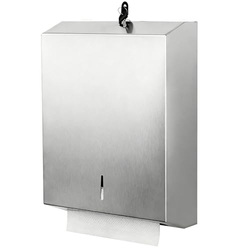 Gorlary Paper Towel Dispenser Wall Mount Commercial, Brushed Stainless Steel & Fingerprint Resistant, Lockable, for c fold/Multifold/Trifold Paper Towels, Touchless Hand Towels Holder - Image 1