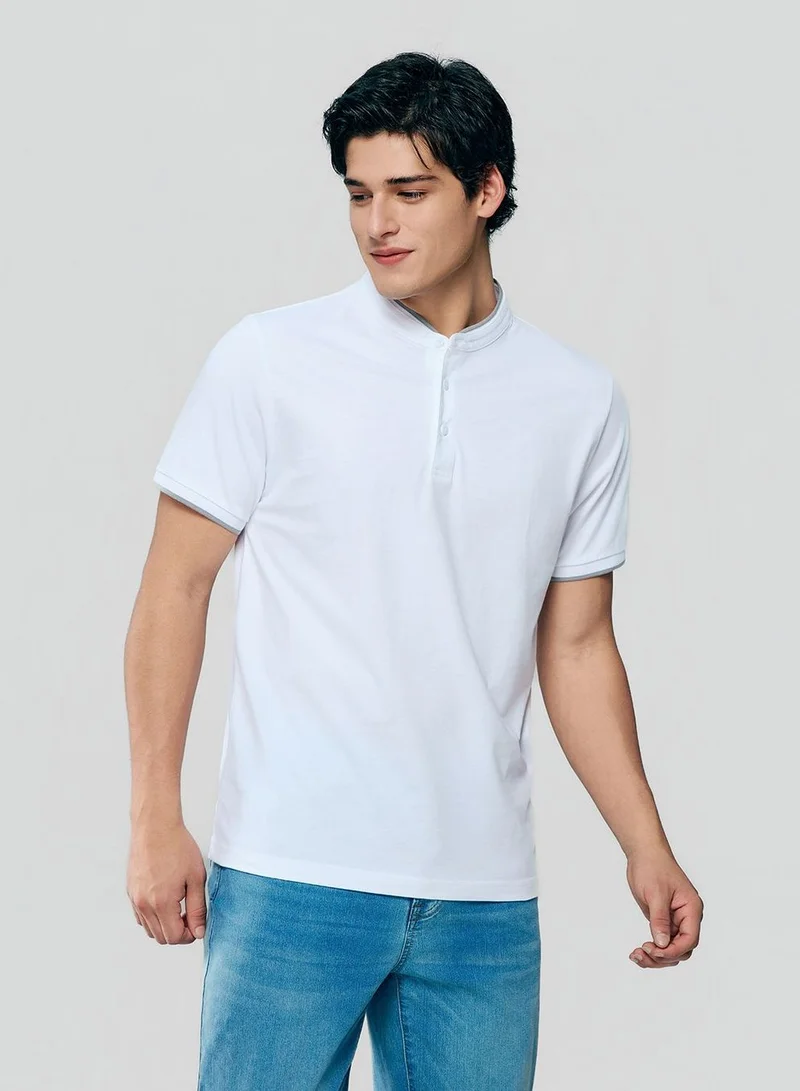 Men Slim Cotton Henley Tee