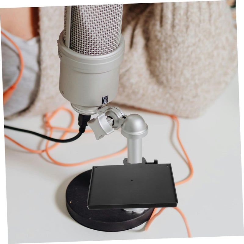 Black Plastic Microphone Stand Tray with Sound Card Slot for Recording Studio Accessories - Image 5