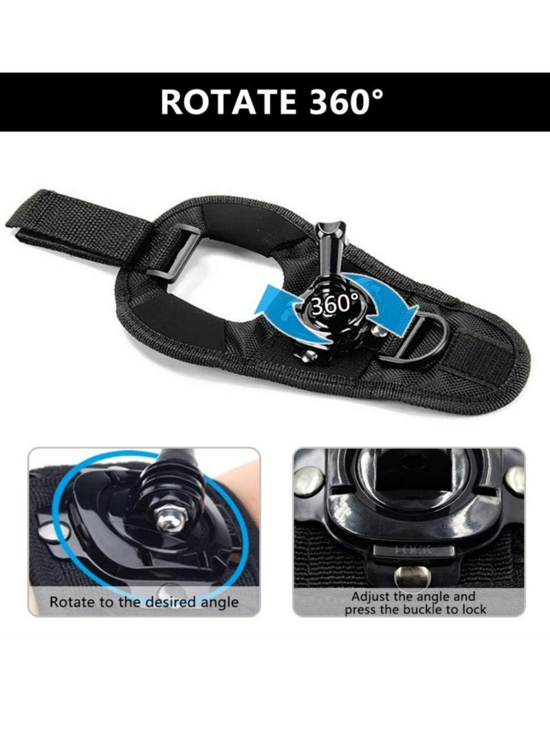 360 Degree Rotation Hand Strap Mount for GoPro Hero 10 9 8 7 6 5 Black Session,Hand Glove Wrist Strap Mount for AKASO Xiaoyi DJI OSMO Action Camera Accessories - Image 3