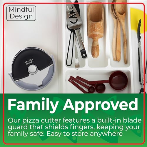 Mindful Design Pizza Cutter Wheel with Protective Blade Cover, Easy to Clean and Dishwasher Safe Handheld Pizza Slicer - Image 5