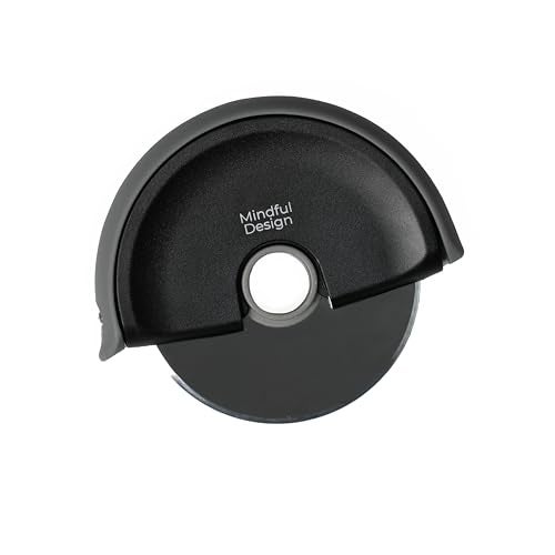 Mindful Design Pizza Cutter Wheel with Protective Blade Cover, Easy to Clean and Dishwasher Safe Handheld Pizza Slicer - Image 1