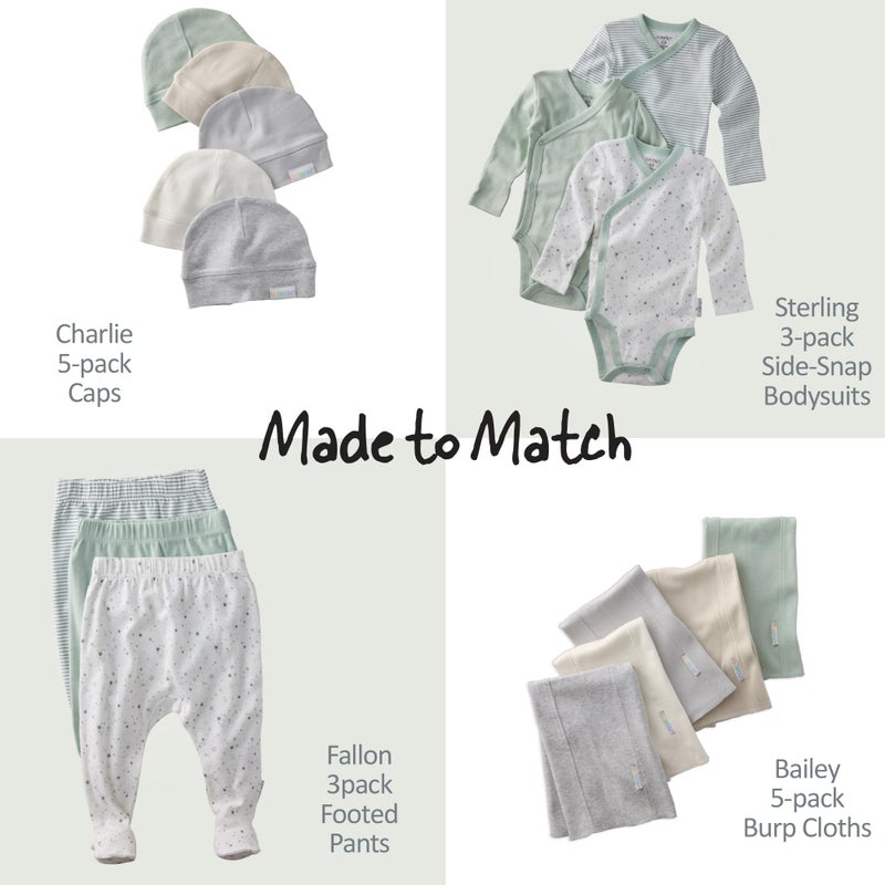 Butterblu Sterling 3-Pack Kimono Bodysuits 100% Organic Cotton Side Snap for Baby Boys & Girls, Sage Twinkle, 0-3 Months - Image 4