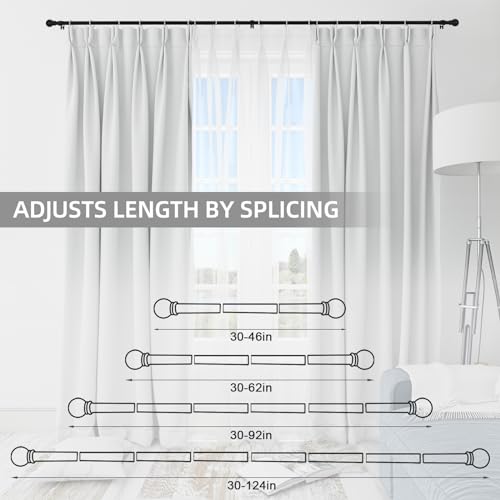 Thestoa 2 Pack Black Curtain Rods for Windows 66 to 120 Inch, 5/8" Diameter Matte Black Small Curtain Rods for Bedroom, Living Room, Kitchen, Outdoor, Farmhouse, Cafe - Image 5