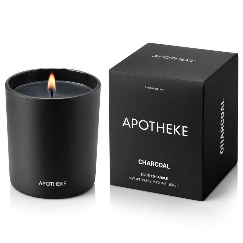 Apotheke Signature Scented Candles for Home, Charcoal - 10.5 oz - Soy Wax, Non Toxic, Large Jar Black - Luxury Candle Gifts for Women & Men - Cedarwood, Sandalwood, Oud, and Amber - Image 3