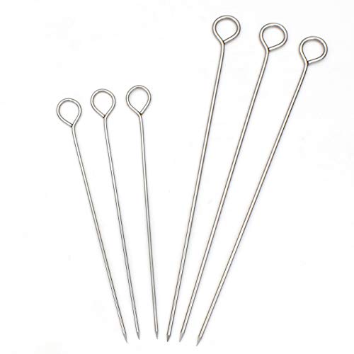 HONSHEN 30pcs Barbecue Skewers, Stainless Steel Turkey Lacers Metal Skewers for BBQ Grill,Shish Kebab Kabob Skewers,6Inch 15pcs + 8Inch 15pcs(Barbecue Skewers 6inch+8inch) - Image 2