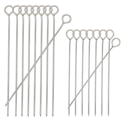 HONSHEN 30pcs Barbecue Skewers, Stainless Steel Turkey Lacers Metal Skewers for BBQ Grill,Shish Kebab Kabob Skewers,6Inch 15pcs + 8Inch 15pcs(Barbecue Skewers 6inch+8inch) - Image 1