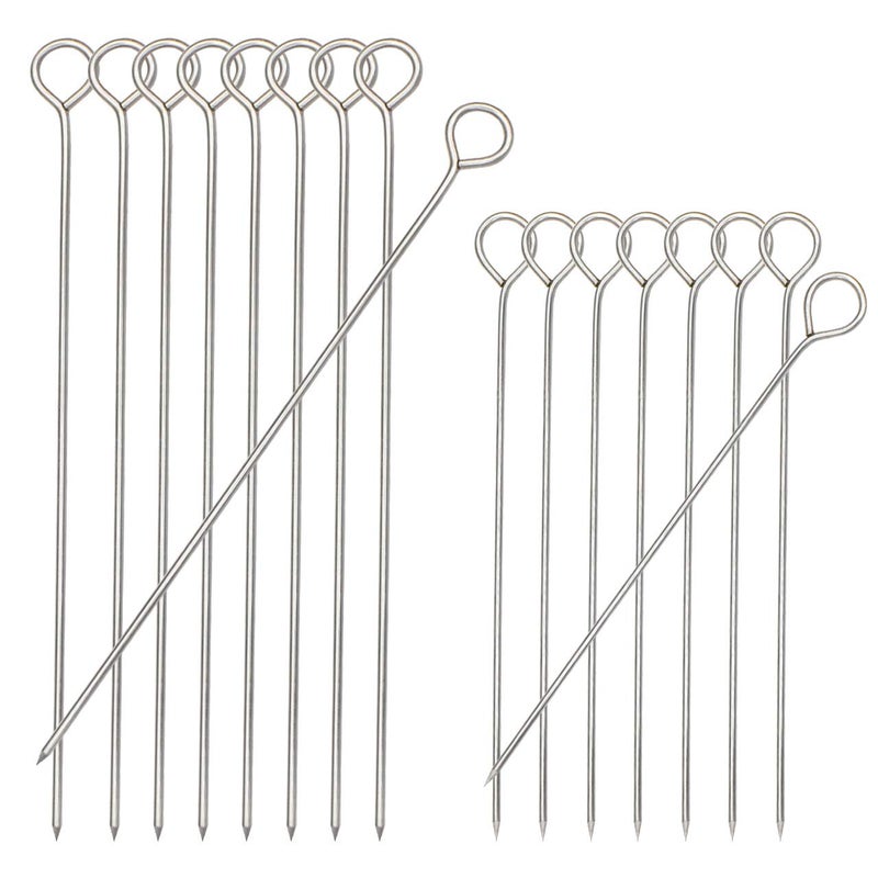 HONSHEN 30pcs Barbecue Skewers, Stainless Steel Turkey Lacers Metal Skewers for BBQ Grill,Shish Kebab Kabob Skewers,6Inch 15pcs + 8Inch 15pcs(Barbecue Skewers 6inch+8inch) - Image 4