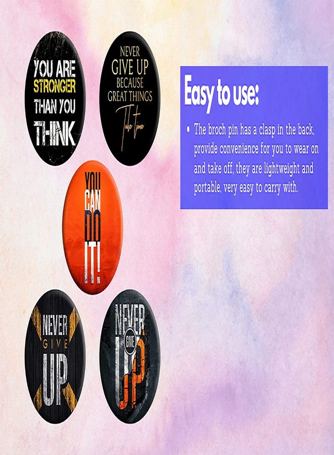 دي2سي أزرار بلاستيكية دائرية مطبوعة عليها عبارات تحفيزية وملهمة | لا تستسلم أبدًا | أنت أقوى مما تعتقد | إكسسوارات ديكور - Image 4