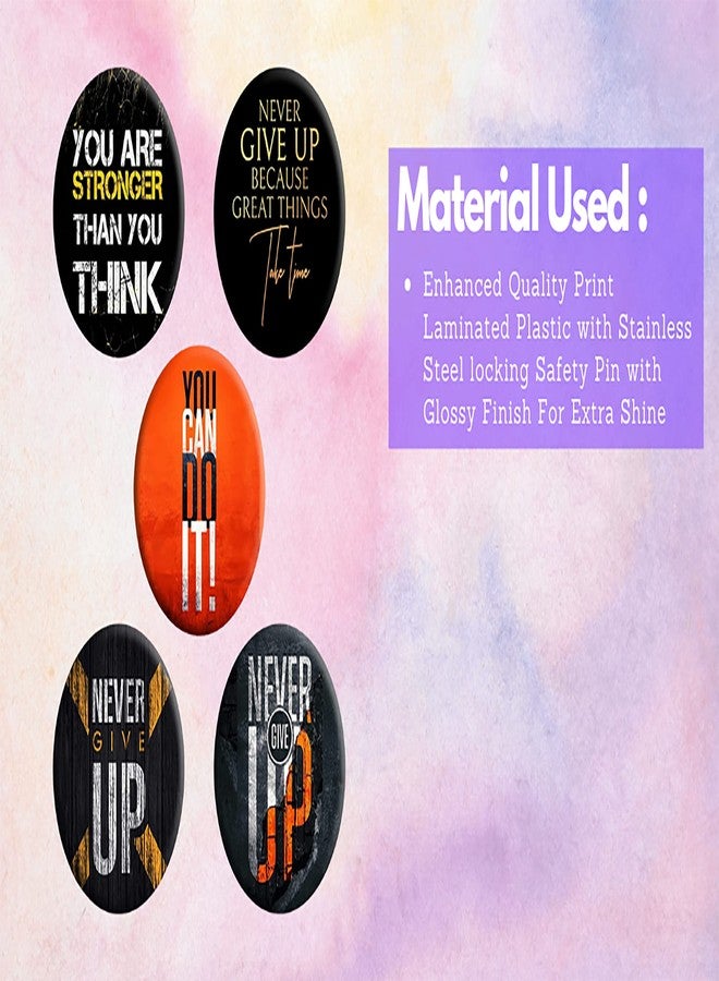 دي2سي أزرار بلاستيكية دائرية مطبوعة عليها عبارات تحفيزية وملهمة | لا تستسلم أبدًا | أنت أقوى مما تعتقد | إكسسوارات ديكور - Image 3
