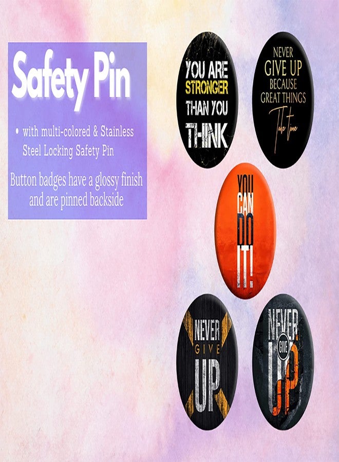 دي2سي أزرار بلاستيكية دائرية مطبوعة عليها عبارات تحفيزية وملهمة | لا تستسلم أبدًا | أنت أقوى مما تعتقد | إكسسوارات ديكور - Image 2