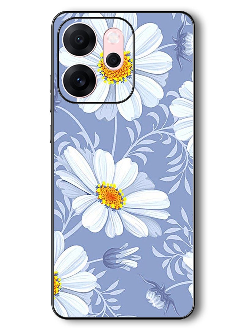 Theodor Case Compatible with Oppo Reno 14 F 6.57 Inch Protection Shockproof Bumper Cover White Yellow Flower - Image 1