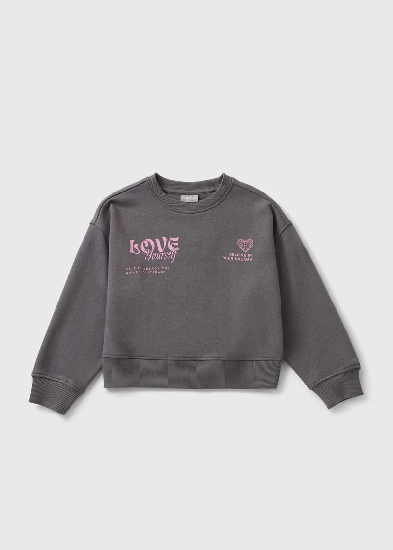 ماتلان Girls Grey Love Slogan Sweatshirt