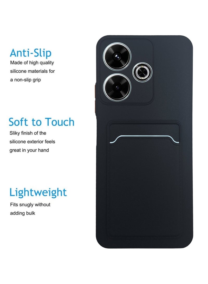 ولديك غطاء حماية خلفي من السيليكون مع حامل بطاقات لهاتف Xiaomi Redmi 13 - أسود - Image 2