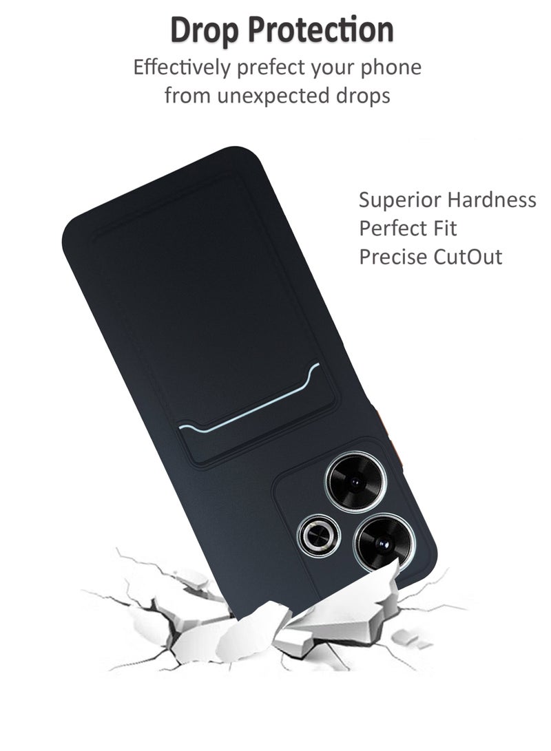 ولديك غطاء حماية خلفي من السيليكون مع حامل بطاقات لهاتف Xiaomi Redmi 13 - أسود - Image 4