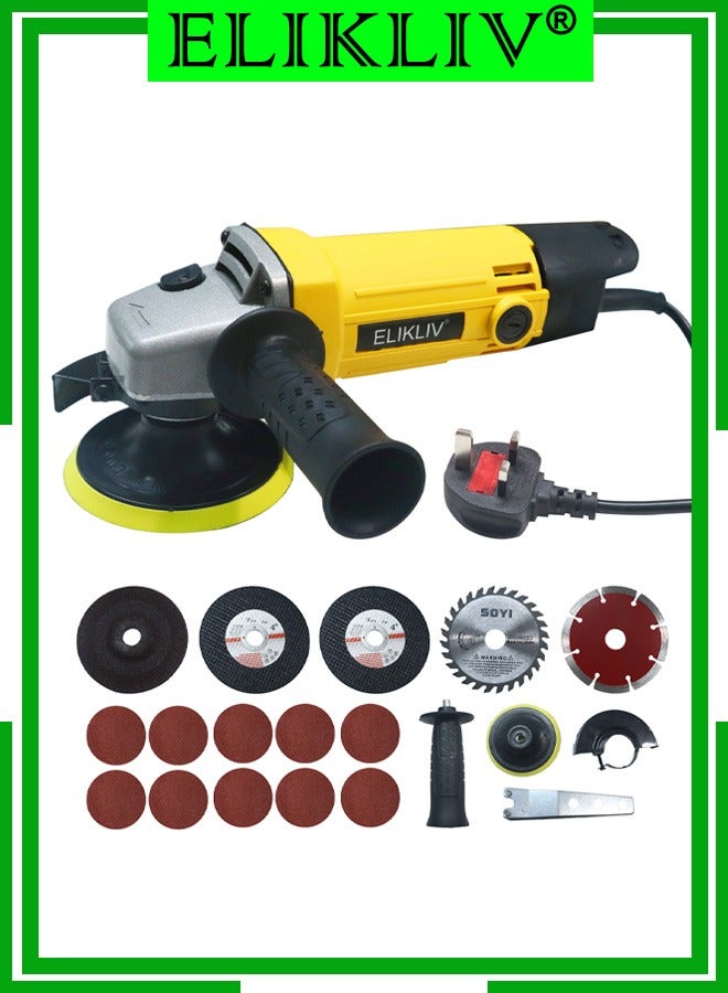 ELIKLIV 115mm Electric Angle Grinder Kit with Multiple Accessories (Cut, Grind, Polish),  Ideal for Various Metal and Wood Projects - Image 1