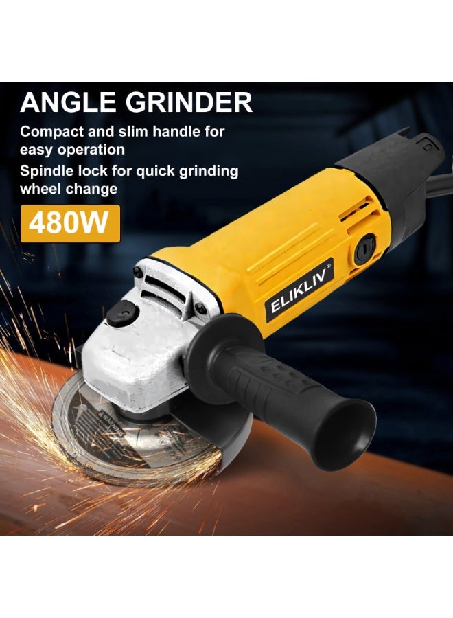 ELIKLIV 115mm Electric Angle Grinder Kit with Multiple Accessories (Cut, Grind, Polish),  Ideal for Various Metal and Wood Projects - Image 3