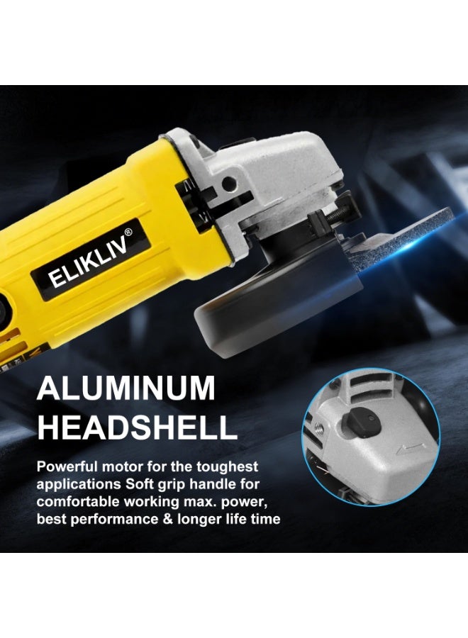 ELIKLIV 115mm Electric Angle Grinder Kit with Multiple Accessories (Cut, Grind, Polish),  Ideal for Various Metal and Wood Projects - Image 5