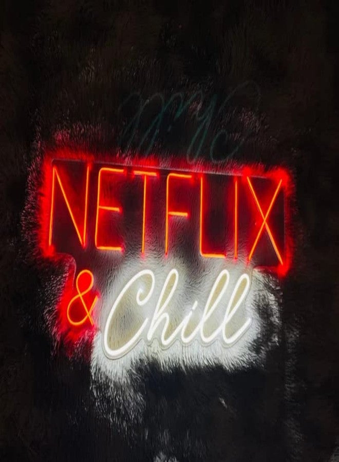 VYNES NETFLIX & CHILL LED Neon Signs Light LED Art Decorative Sign - Wall Decor/Table Decor, Home Decor for Wedding Party Kids Room Living Room House Bar Pub Hotel Beach - Image 1