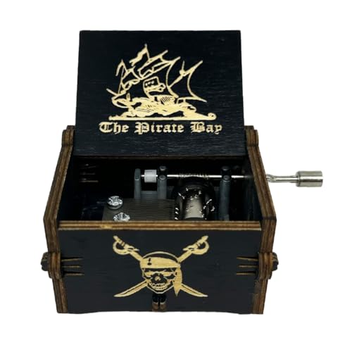 YouTang Pirates of The Caribbean Music Box Hand Crank Musical Box Carved Wooden,Play (Davy Jone's Theme, Black) - Image 2