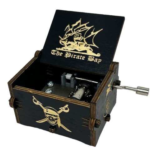YouTang Pirates of The Caribbean Music Box Hand Crank Musical Box Carved Wooden,Play (Davy Jone's Theme, Black) - Image 1