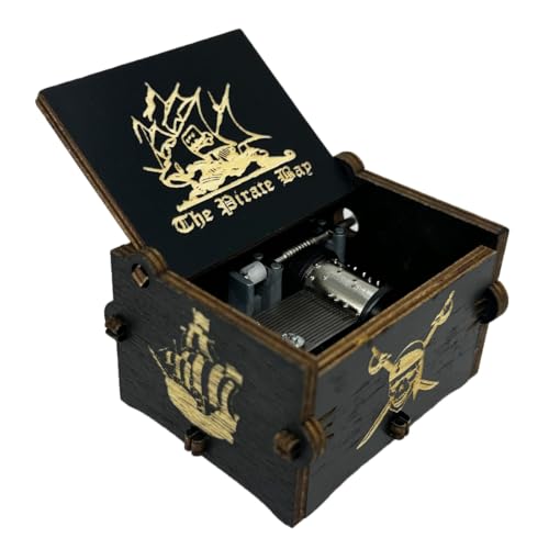 YouTang Pirates of The Caribbean Music Box Hand Crank Musical Box Carved Wooden,Play (Davy Jone's Theme, Black) - Image 3