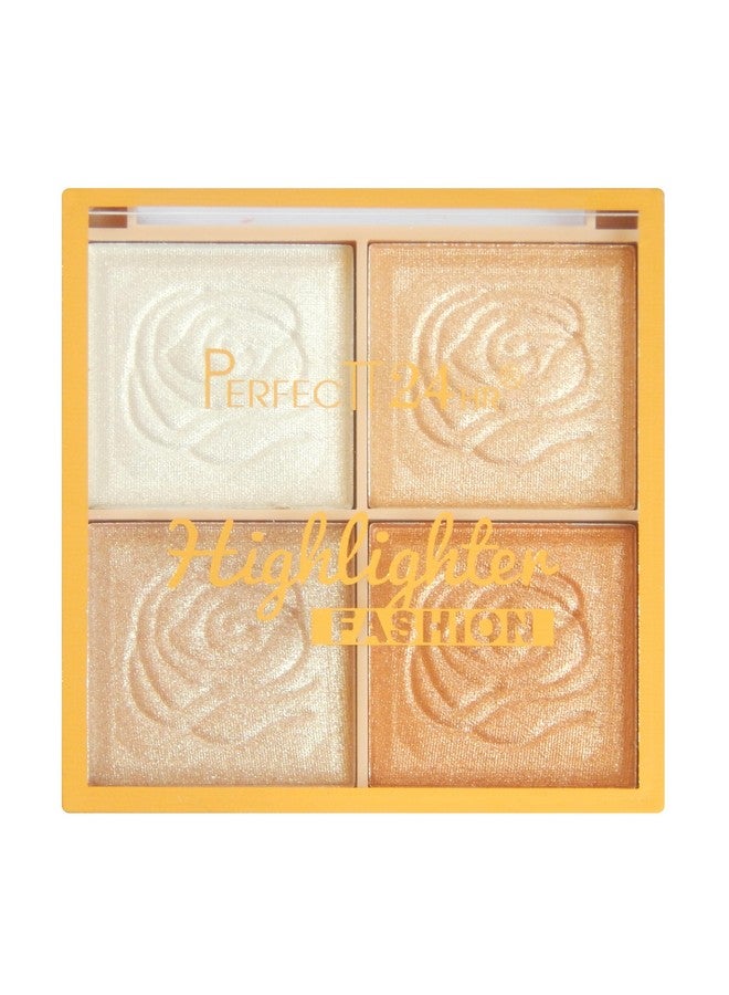 FIRSTZON Perfect 24Hr Blush And Highlighter Palette- 4-Color Metallic Shimmer Shadow Powder, Illuminator Makeup Set For Shading, Highlighting & Defining The Face (Shade B) - Image 2