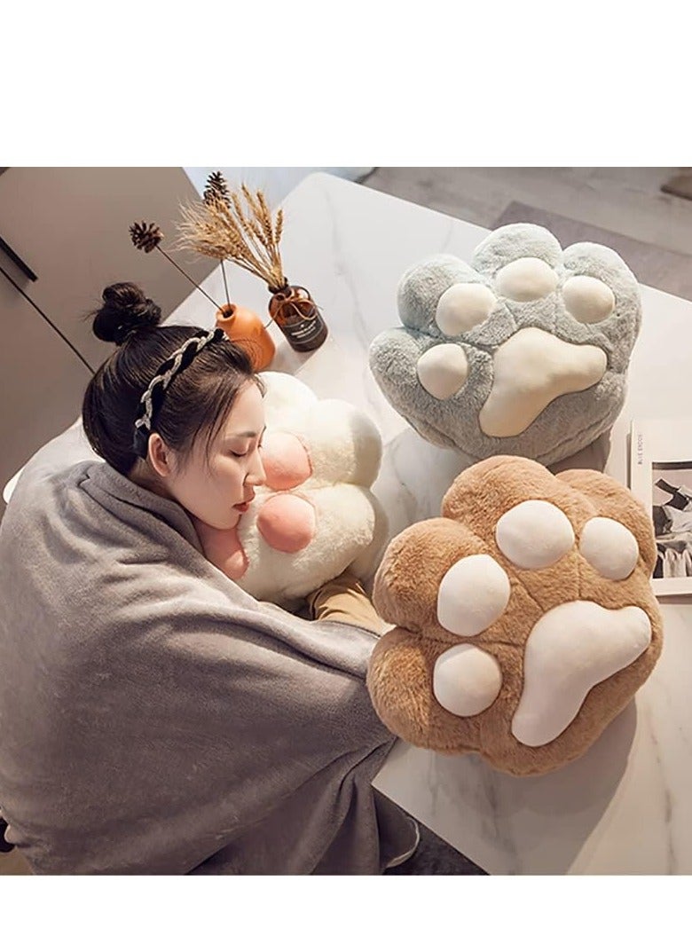 2 in 1 Throw Pillow Set, Cat Paw Sofa Pillow + Sleeping Blanket, Soft Pillow Cushion with Hand Warmer Design for Sofa Bed Chair, Cute Cat Paw Pillow and Plush Blanket for Home Office Car  Air Conditioned Room (Coffee)  - Image 4