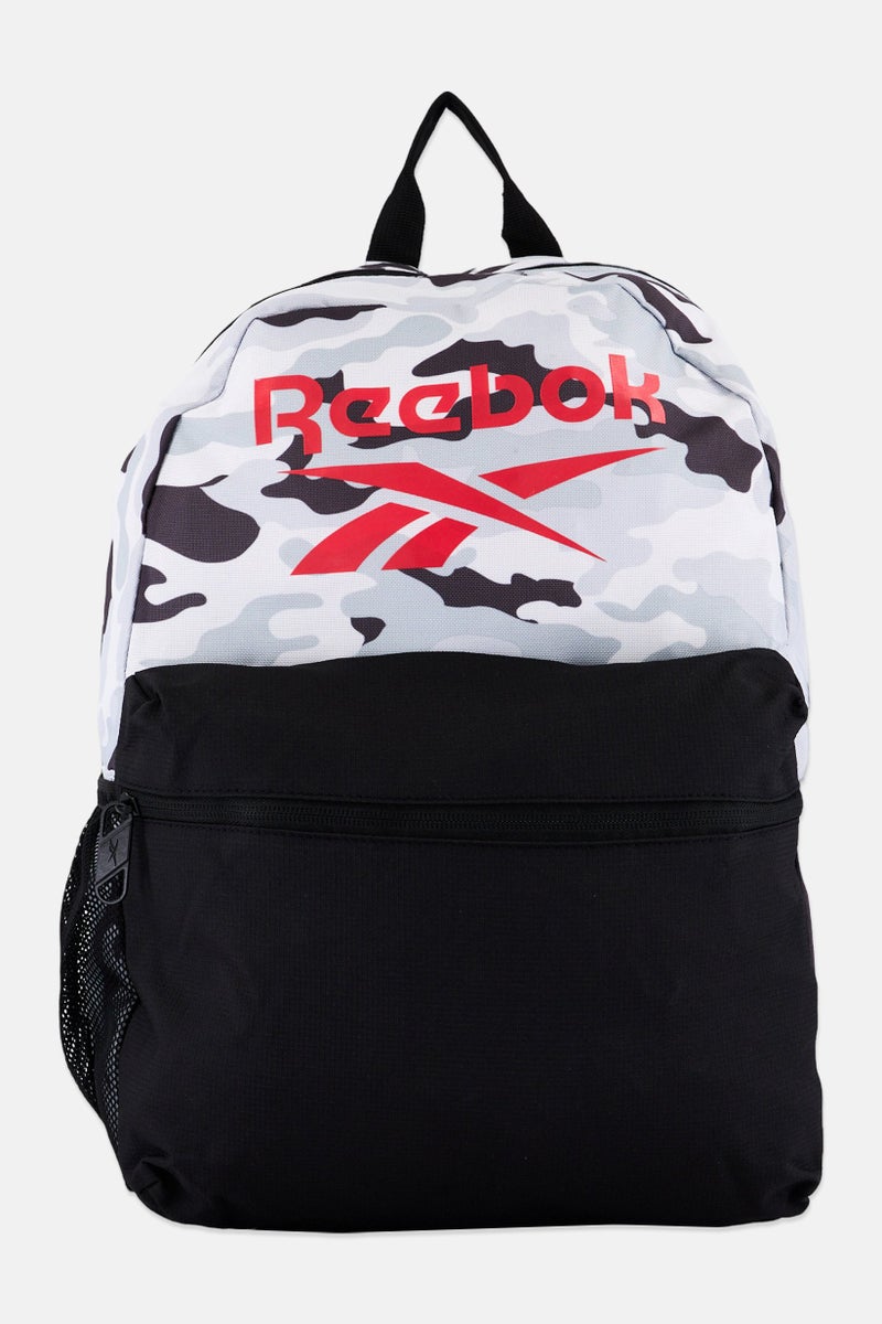 Reebok Men Brand Logo Backpack 41 H x 28 L x 12 W cm, Black/Grey  - Image 1