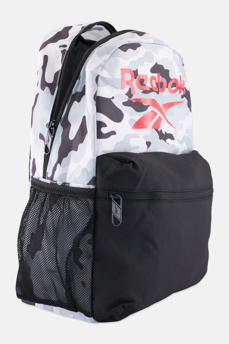 Reebok Men Brand Logo Backpack 41 H x 28 L x 12 W cm, Black/Grey  - Image 3
