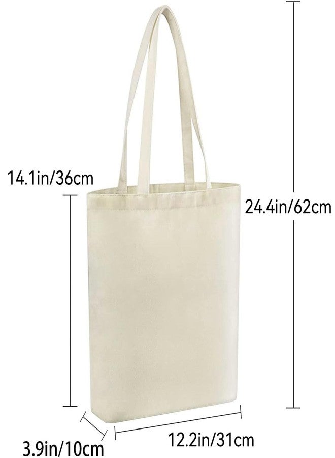 Faylapa 12 Pack Canvas Tote Bags,Heavy Duty Reusable Grocery Shopping Bag 12.2"x14.2" Blank Cotton Bags for Decorating Christmas Crafts DIY, Painting(Beige) - Image 3