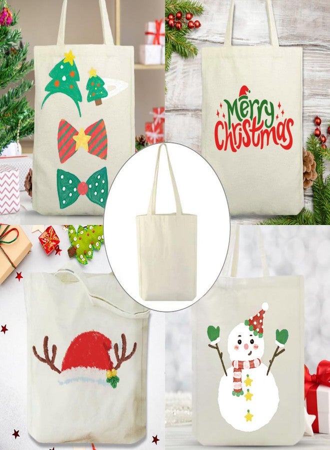 Faylapa 12 Pack Canvas Tote Bags,Heavy Duty Reusable Grocery Shopping Bag 12.2"x14.2" Blank Cotton Bags for Decorating Christmas Crafts DIY, Painting(Beige) - Image 5