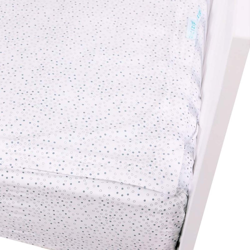 QuickZip Easy Change Crib Sheet with Wraparound Total Security Base, Gray Dot - Image 1