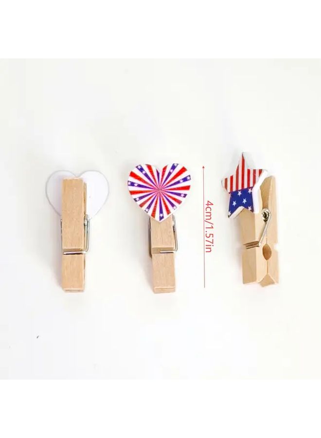 Wooden Clips Photo Hanger With Jute Rope For Independence Day Star And Heart Shaped Display - Image 3