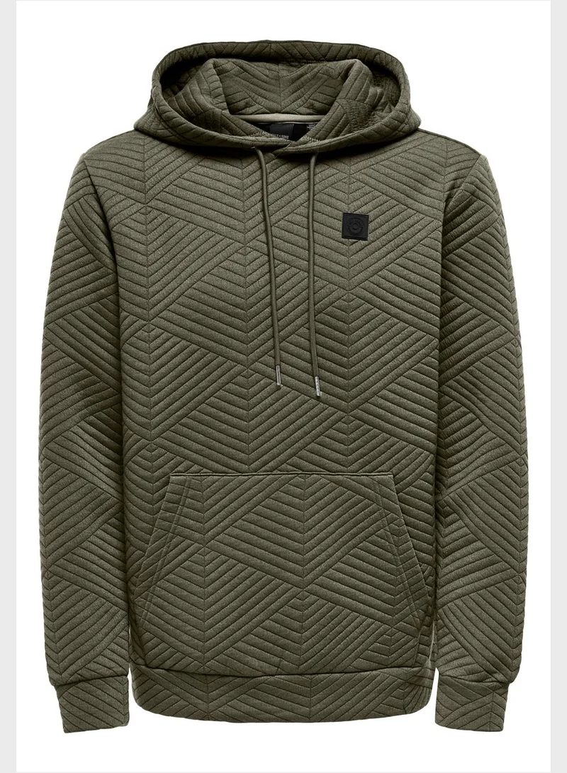 Only & Sons Logo Quilted Hoodie