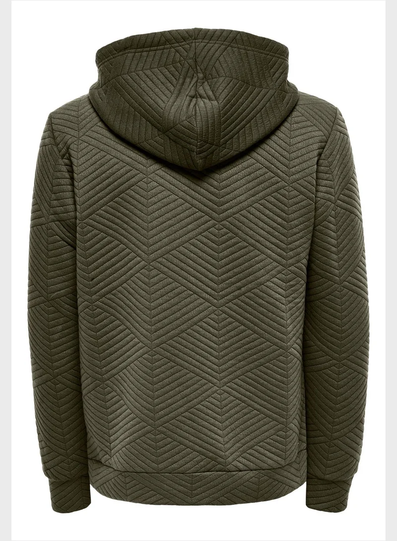 Only & Sons Logo Quilted Hoodie