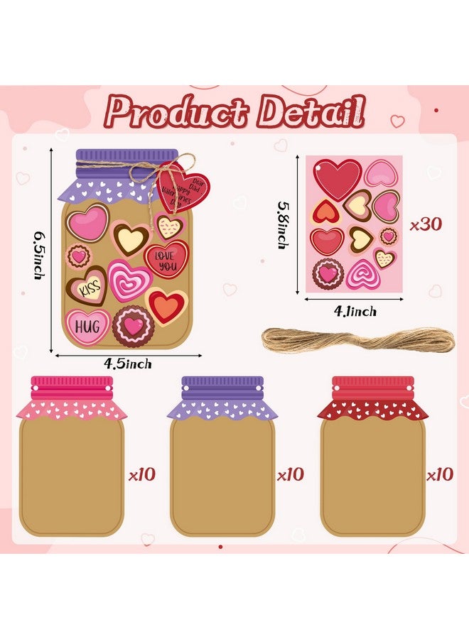 WATINC 30PCS Love Candy Jar Craft Kit, Make Your Own Dad Thankful Candy Jar, DIY Love Heart Candy Jar Decor Craft Supplies Home School Classroom Fun Activity for Kids - Image 2