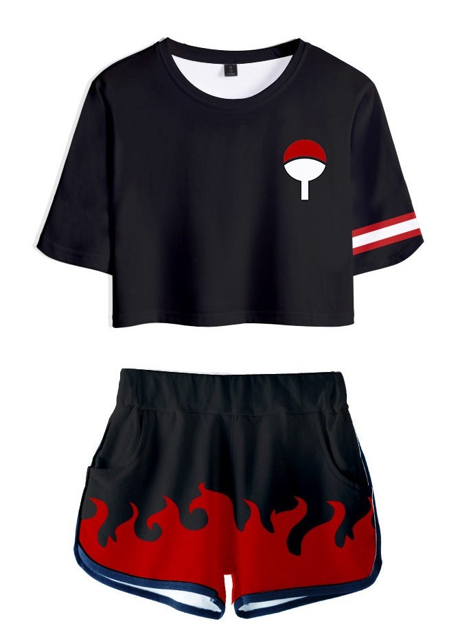 KUYING New Naruto Crop Top Short T Shorts Set  - Image 1