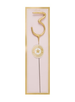 Gold Sparkler Candle - Number 3 - view 3