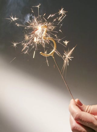 Gold Sparkler Candle - Number 3 - view 2