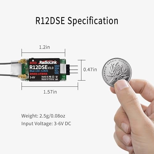Radiolink R12DSE 24Ghz 12 Channels Micro RC Receiver SBUSPPM Voltage Telemetry Long Range Control for FPV Racing Drone Quadcopter Helicopter - Image 5