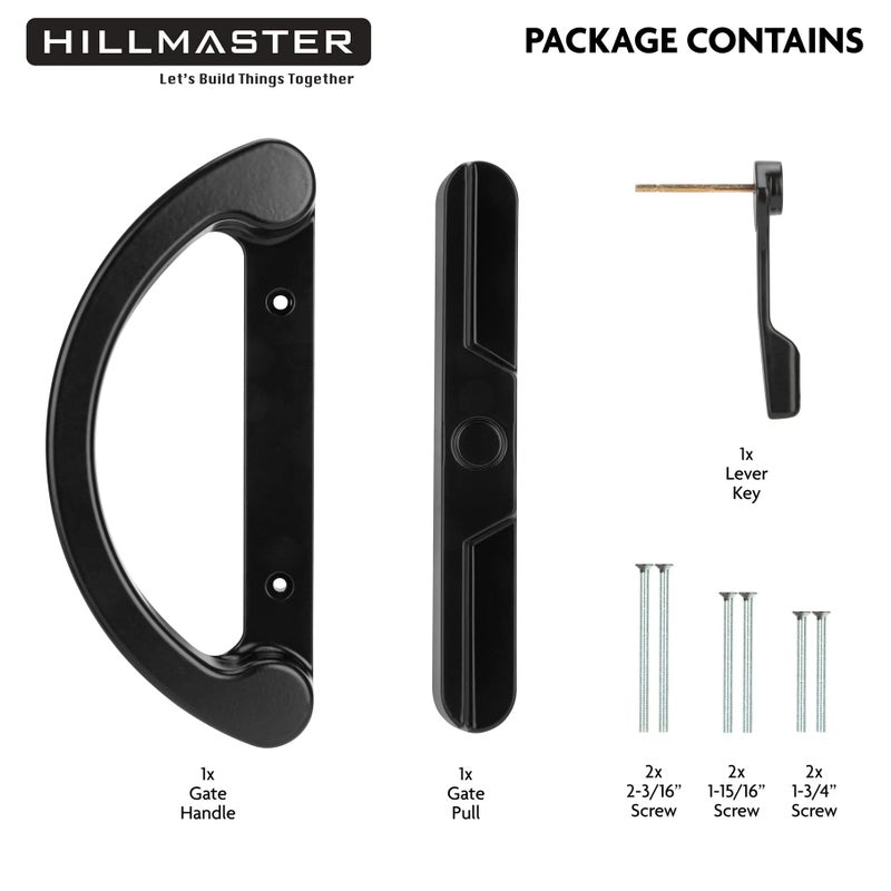 Hillmaster Patio Sliding Glass Door Handle Replacement Set,Mortise Style Reversible Design Non-Keyed Sliding Patio Door Handles, Black Diecast Finish Fit 3-15/16Screws Hole Spacing - Image 4