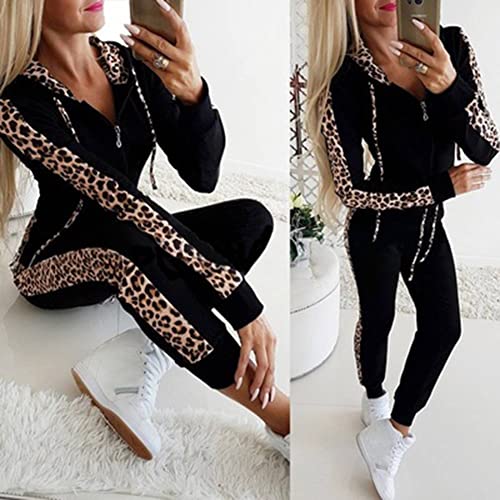 amropi Women's 2 Piece Tracksuit Sweatsuits Sets Hoodie Sweatshirt and Jogging Sweatpants Suit Black, XXL - Image 3
