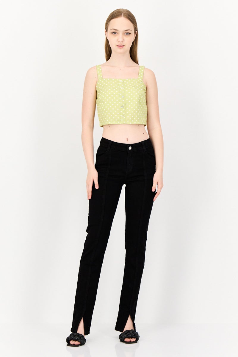 ONLY Women Square Neck Sleeveless Polka Dots Tank Top, Sage Green  - Image 4