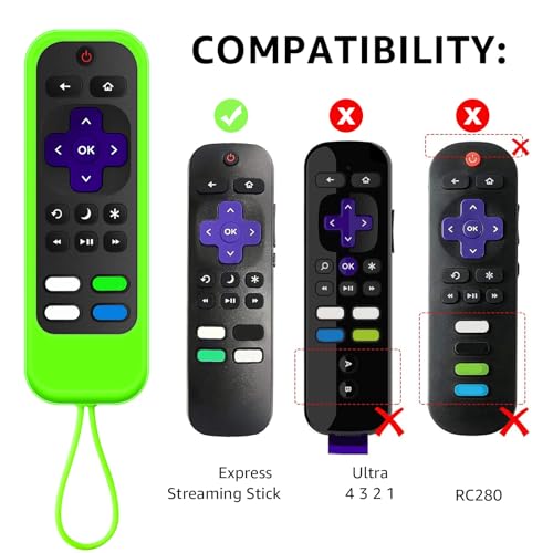 Ataqus [2 Pack] Silicone remotes Cover case Compatible with TCL/Hisense-Roku Remote& Express 4K+ / Roku-StreamingStick+(Luminous Green + Blue) Glow in The Dark - Image 2