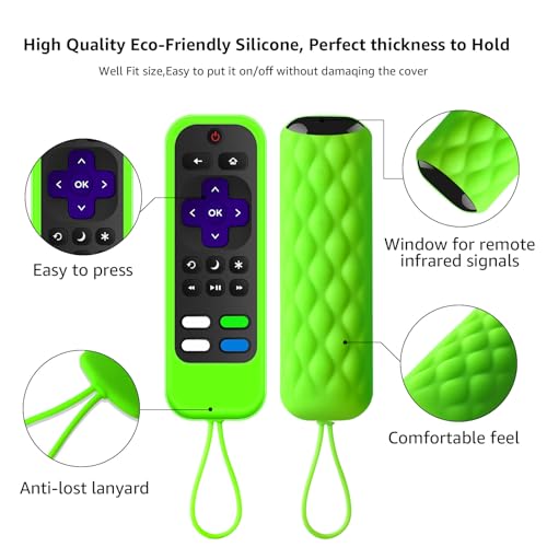 Ataqus [2 Pack] Silicone remotes Cover case Compatible with TCL/Hisense-Roku Remote& Express 4K+ / Roku-StreamingStick+(Luminous Green + Blue) Glow in The Dark - Image 3