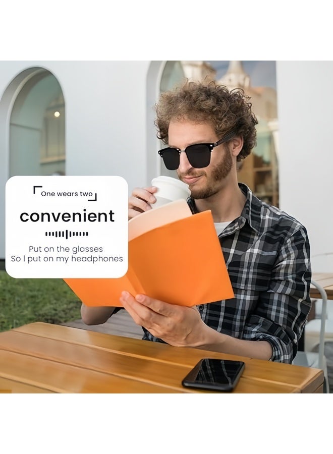 لوريت نظارات ذكية، ترجمة فورية بتقنية الذكاء الاصطناعي لـ 144 لغة، نظارات صوتية بتقنية بلوتوث مع مكبرات صوت، حماية من الأشعة فوق البنفسجية المستقطبة، صوت مفتوح، مساعد صوتي يعمل باللمس، نظارات شمسية بتقنية بلوتوث 5.3 للرجال والنساء - أسود - Image 4
