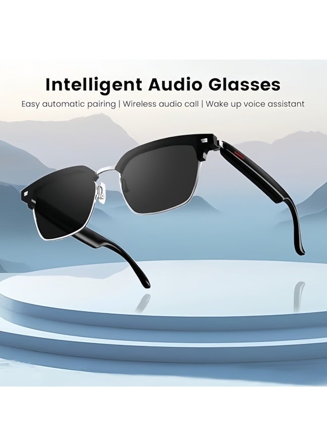 لوريت نظارات ذكية، ترجمة فورية بتقنية الذكاء الاصطناعي لـ 144 لغة، نظارات صوتية بتقنية بلوتوث مع مكبرات صوت، حماية من الأشعة فوق البنفسجية المستقطبة، صوت مفتوح، مساعد صوتي يعمل باللمس، نظارات شمسية بتقنية بلوتوث 5.3 للرجال والنساء - أسود - Image 5