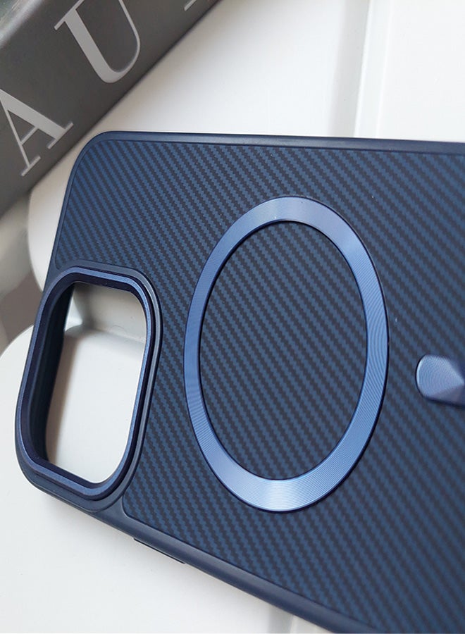Magnetic Carbon Fiber Back Case for iPhone 16 Pro Max, Rugged Shockproof MagSafe Phone Case, Ultra Slim Case with Padded Interior to Prevent Your Phone's Back from Scratches, Supports Wireless Charging, Heavy Duty Protection and Anti-Scratch, for iPhone 16 Pro Max - Blue  - Image 4
