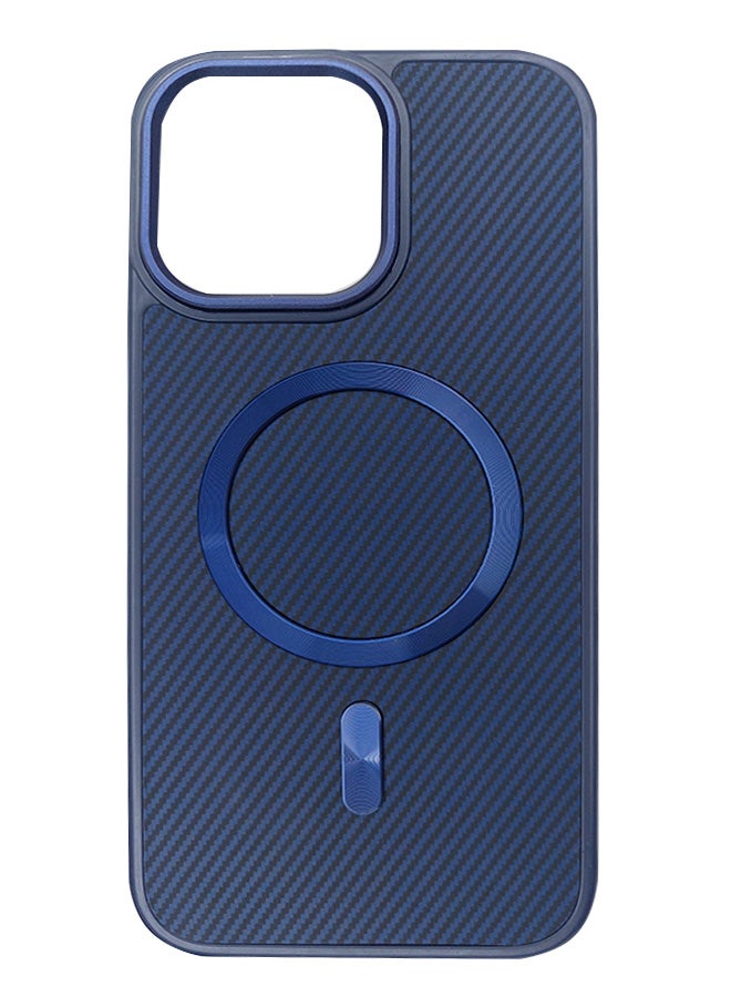Magnetic Carbon Fiber Back Case for iPhone 16 Pro Max, Rugged Shockproof MagSafe Phone Case, Ultra Slim Case with Padded Interior to Prevent Your Phone's Back from Scratches, Supports Wireless Charging, Heavy Duty Protection and Anti-Scratch, for iPhone 16 Pro Max - Blue  - Image 2